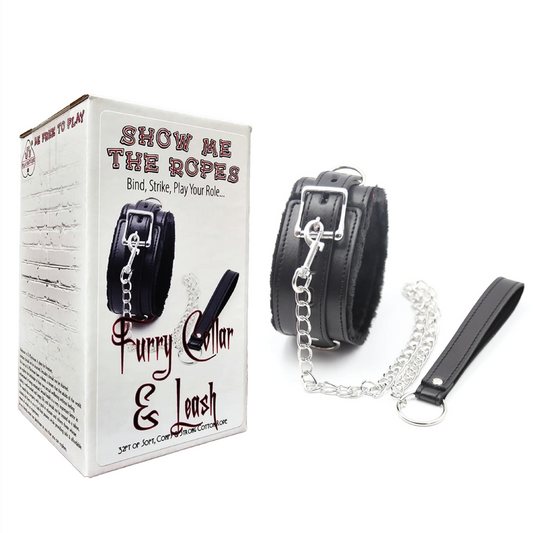 Show Me The Ropes Fur Lined Collar & Leash - Black