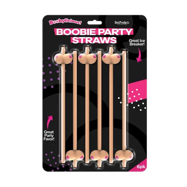 Hott Products Boobylicious Boobie Party Straws - Beige - 6 Per Pack