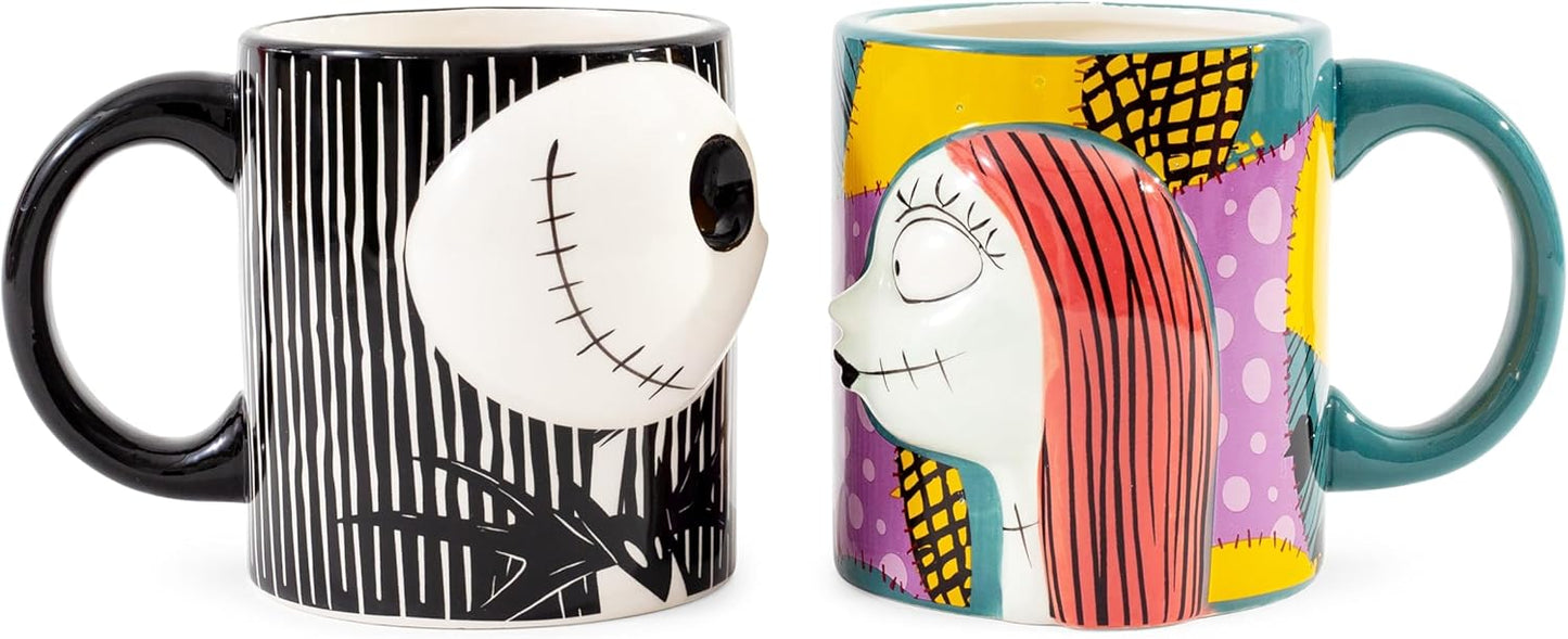 Nightmare Before Christmas 2pc Jack and Sally Sculpted Mug Set SALE!