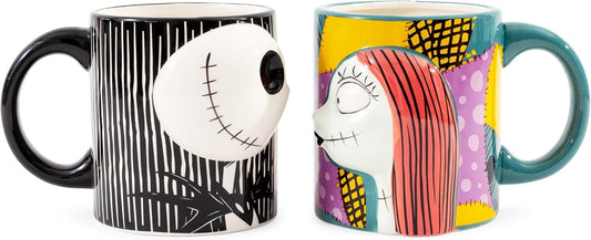 Nightmare Before Christmas 2pc Jack and Sally Sculpted Mug Set SALE!
