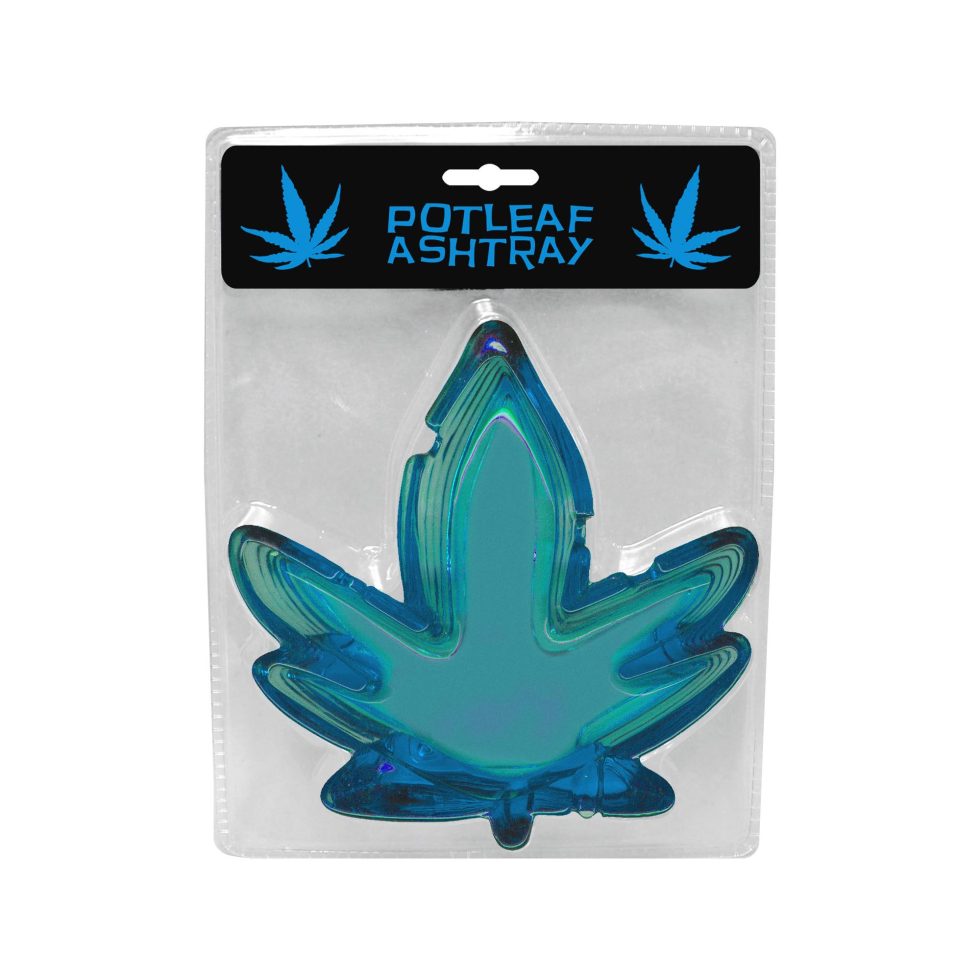 Kheper Games Potleaf Ashtray, Glass Pot Leaf Ashtray - Asst. Colors