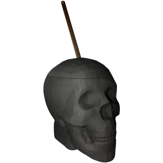 Black Matte Skull Cup with Plastic Straw 22oz