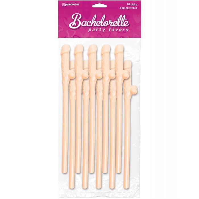 Reusable Bachelorette Pecker Straws 10pk Beige