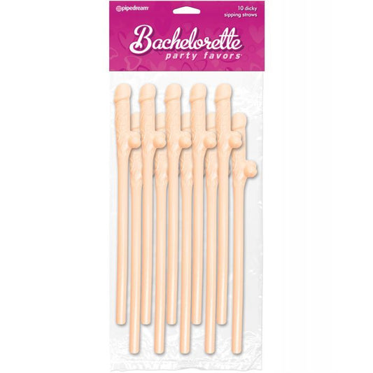 Reusable Bachelorette Pecker Straws 10pk Beige