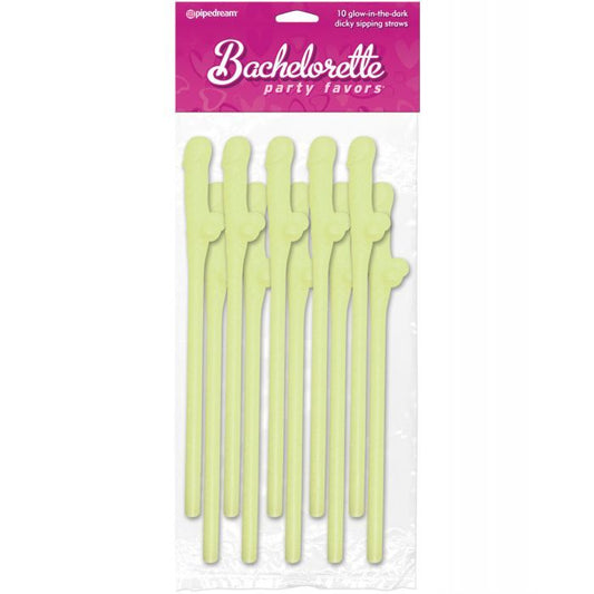 Pipedream Products Bachelorette Pecker Straws 10pk Glow