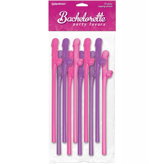 Pipedream Products Bachelorette Pecker Straws 10pk Pink/Purple