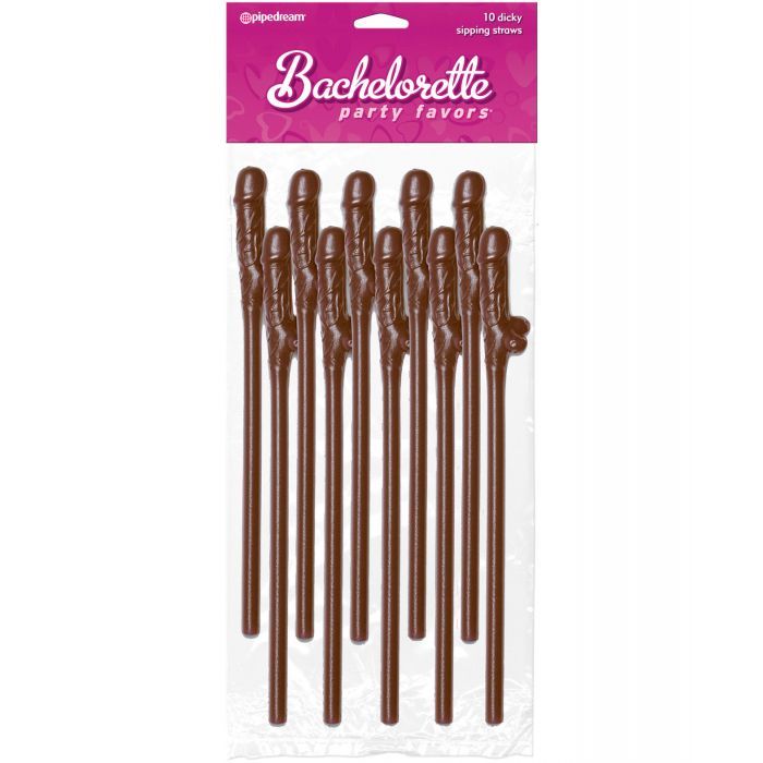 Pipedream Products Bachelorette Pecker Straws 10pk Brown