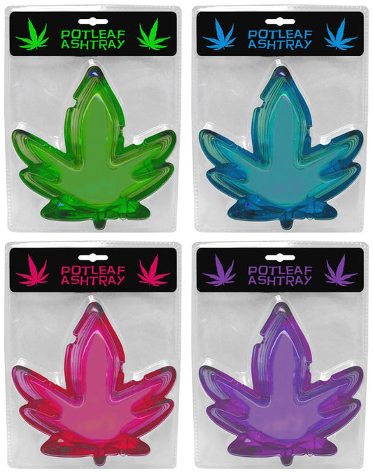 Kheper Games Potleaf Ashtray, Glass Pot Leaf Ashtray - Asst. Colors