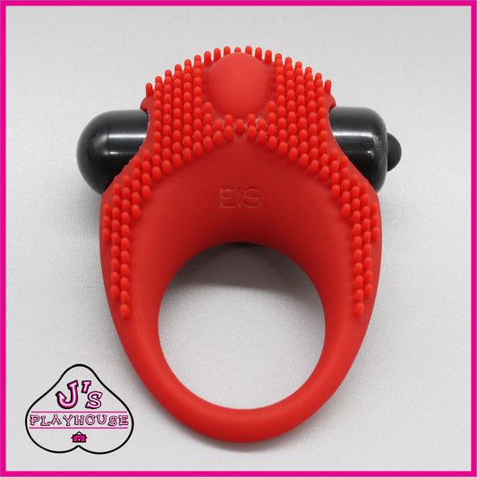 J's Playhouse® Playhouse Rings - All The Nubs Silicone Vibrating Ring - Red