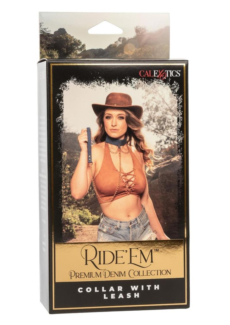 CalExotics Ride 'Em Denim Collar With Leash SPECIAL SALE!