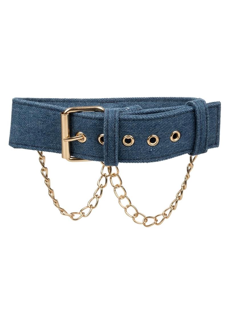CalExotics Ride 'Em Denim Collar With Leash SPECIAL SALE!
