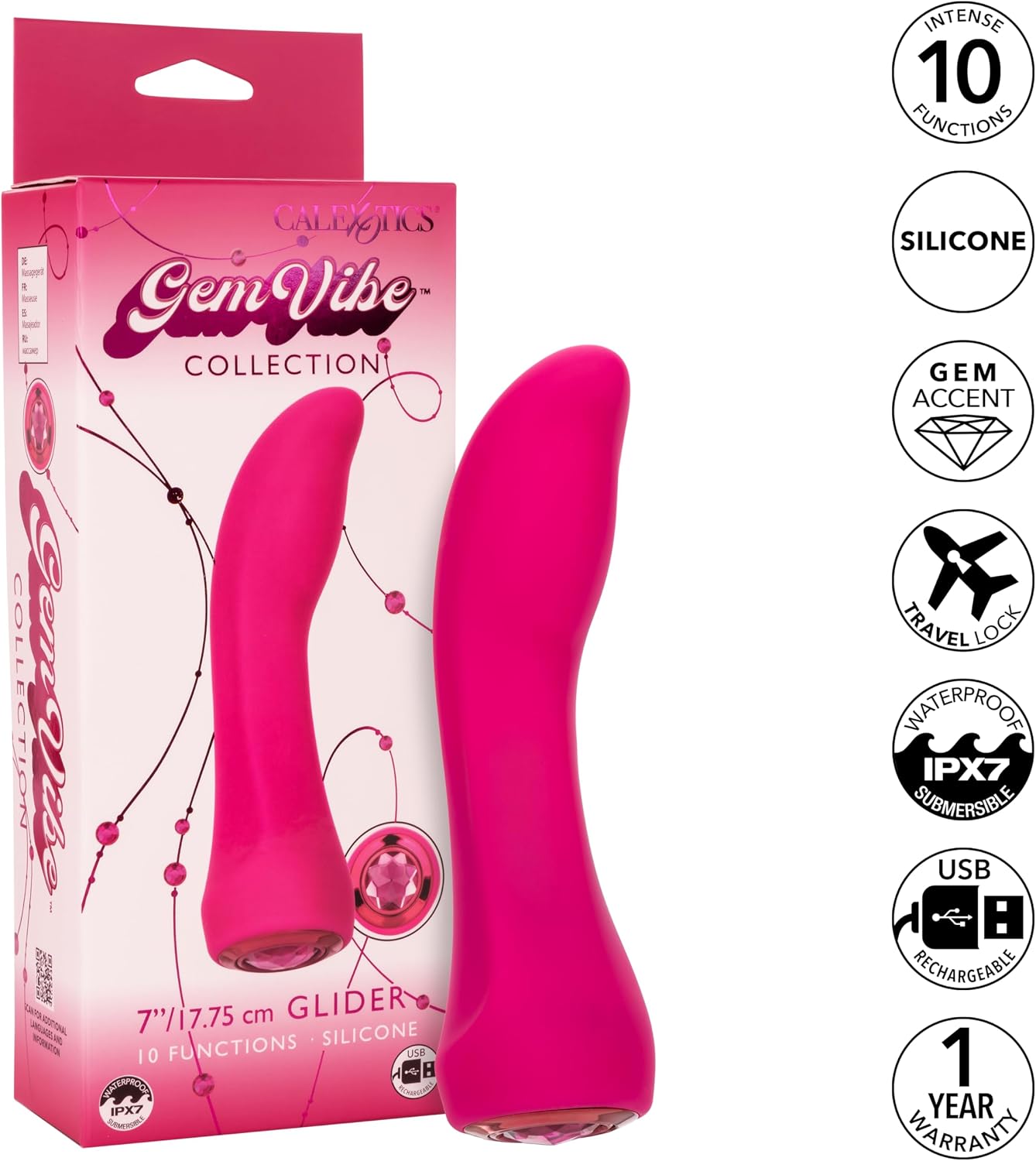 CalExotics Gem Vibe Collection Glider Rechargeable Silicone G-Spot Vibrator
