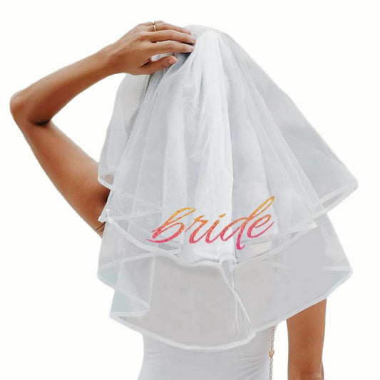 Glitterati Bride Veil - Rose Gold/White