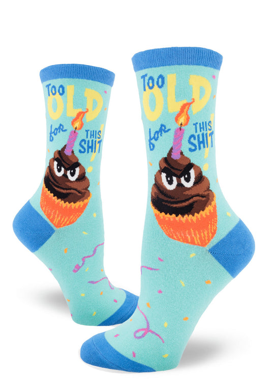 Mod Socks Crappy Birthday Women’s Crew – Aqua