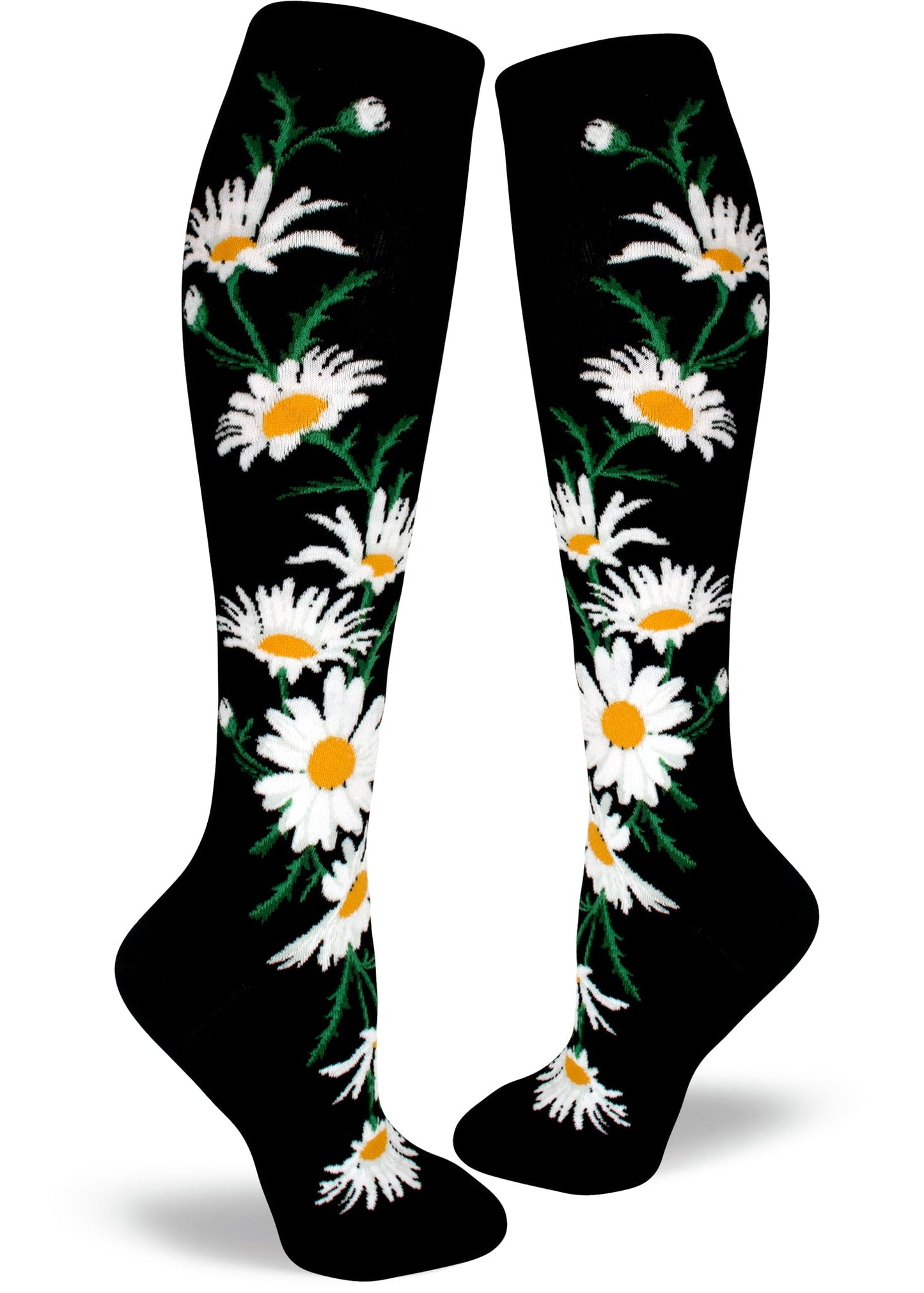 Mod Socks Crazy for Daisies Knee High – Black