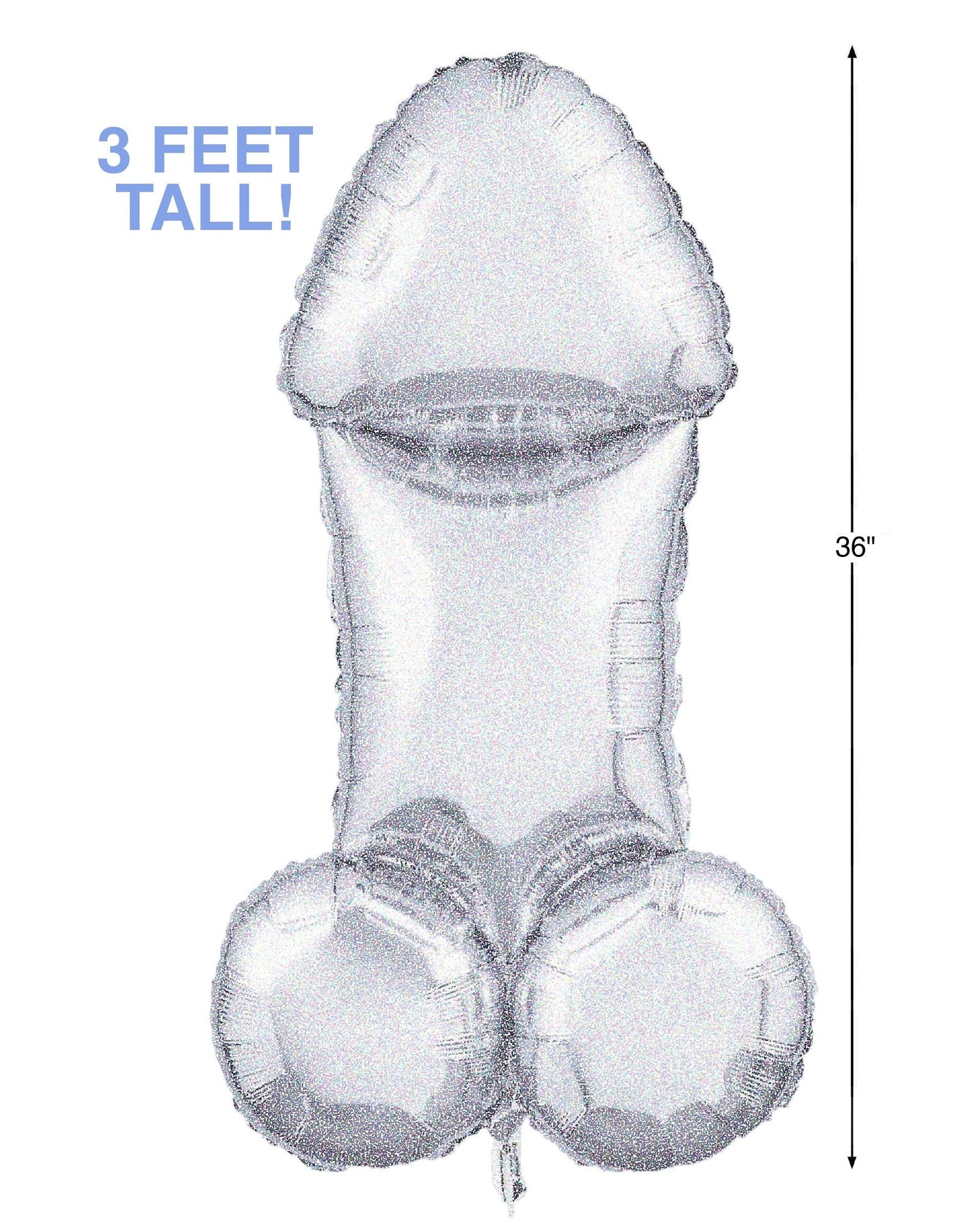 Glitterati Disco Penis 3Ft. Mylar Balloon - Silver/Black