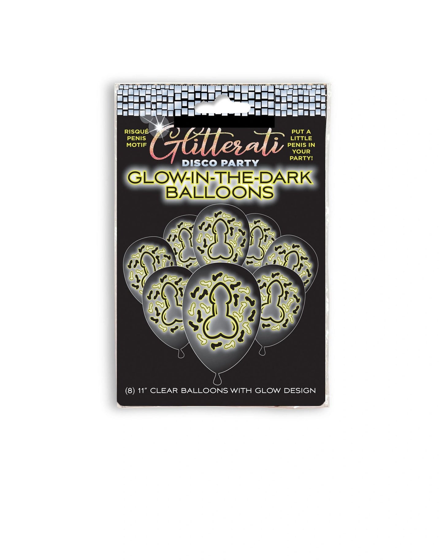 Glitterati Penis Glow in The Dark Ballons (8 per Pack)