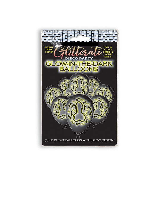 Glitterati Penis Glow in The Dark Ballons (8 per Pack)