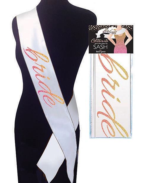 Glitterati Bride Sash - White/Rose Gold