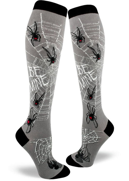 Mod Socks Caught In Your Web Knee High Socks - Dusk Gray