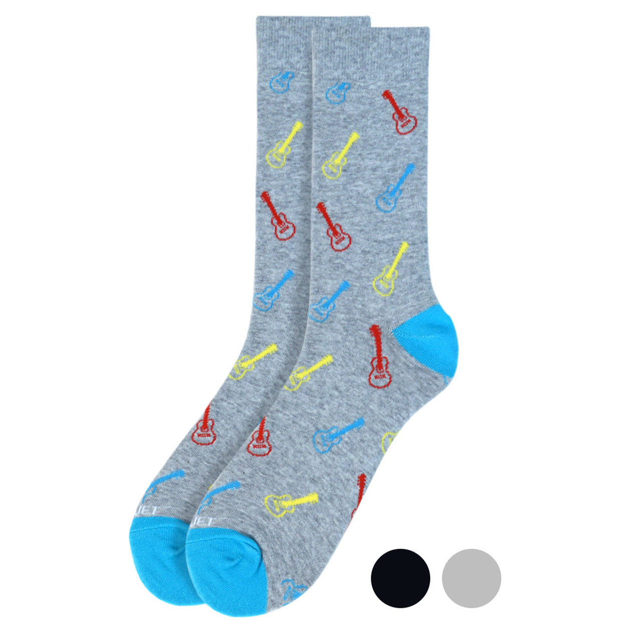 Parquet Men's Guitar Premium Collection Novelty Socks - Grey