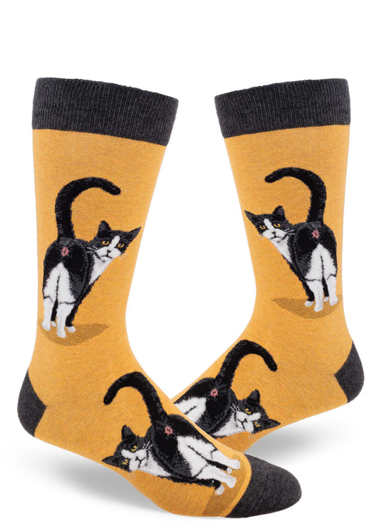 Mod Socks Tuxedo Cat Butt Men's Crew Socks - Pick Your Color